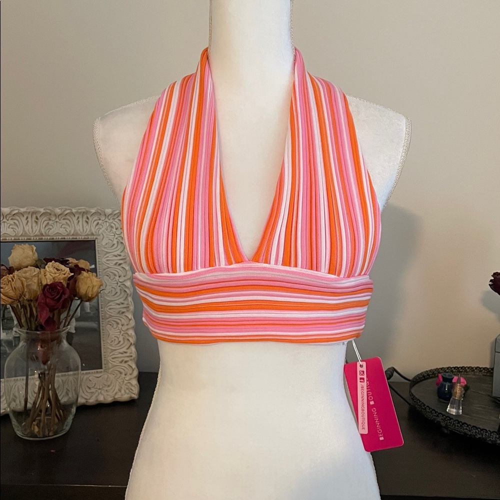 Beginning Boutique Beach Knit Halter Top size 8